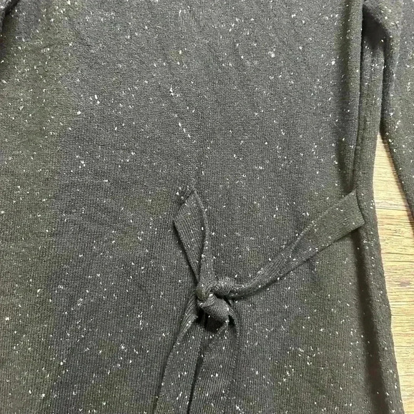 Talbots Black Tie Front Ribbed Knee-Length Sweater Dress - Picture 3 of 4